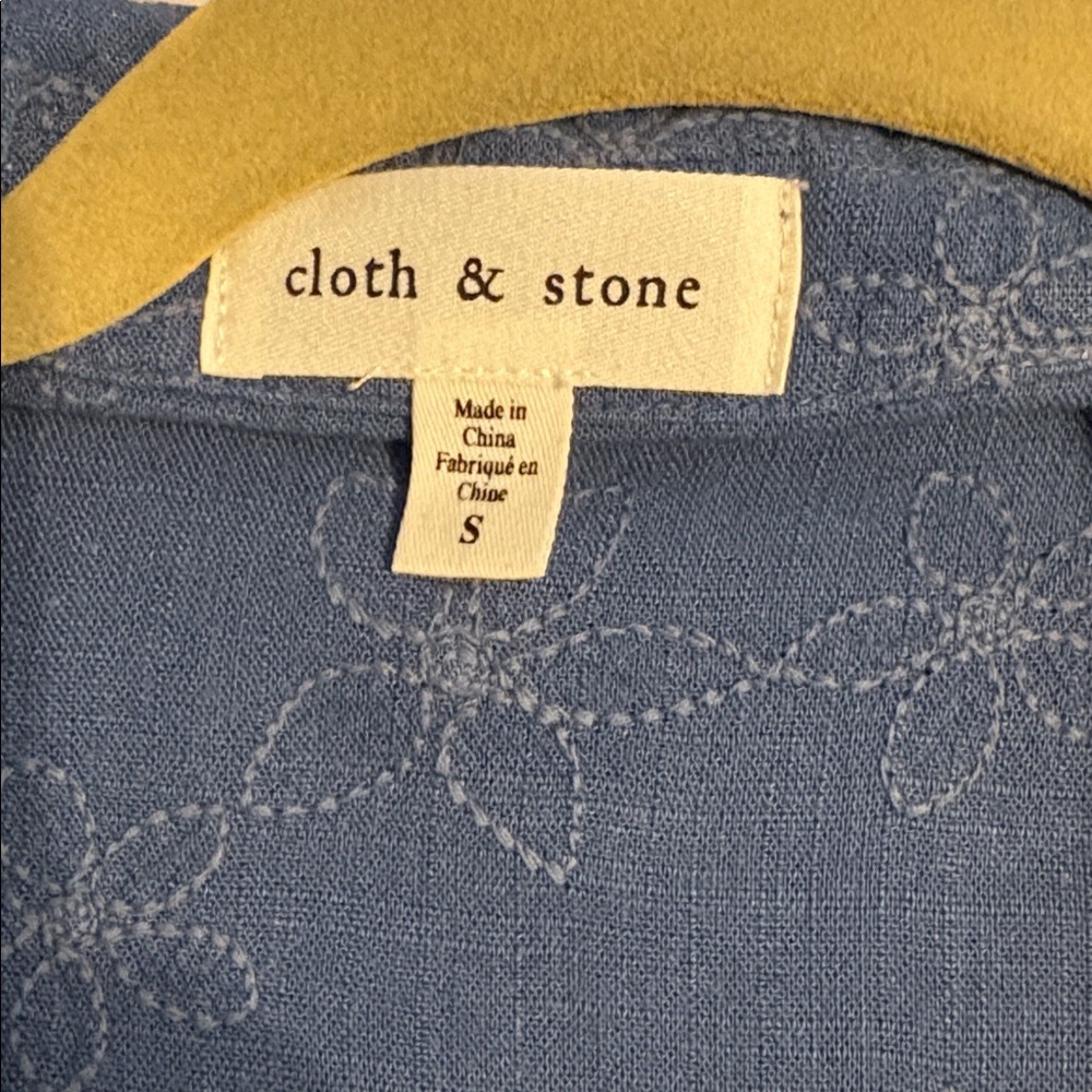 Cloth & Stone Blue Floral embroidered Button Down Shirt - Picture 2 of 10